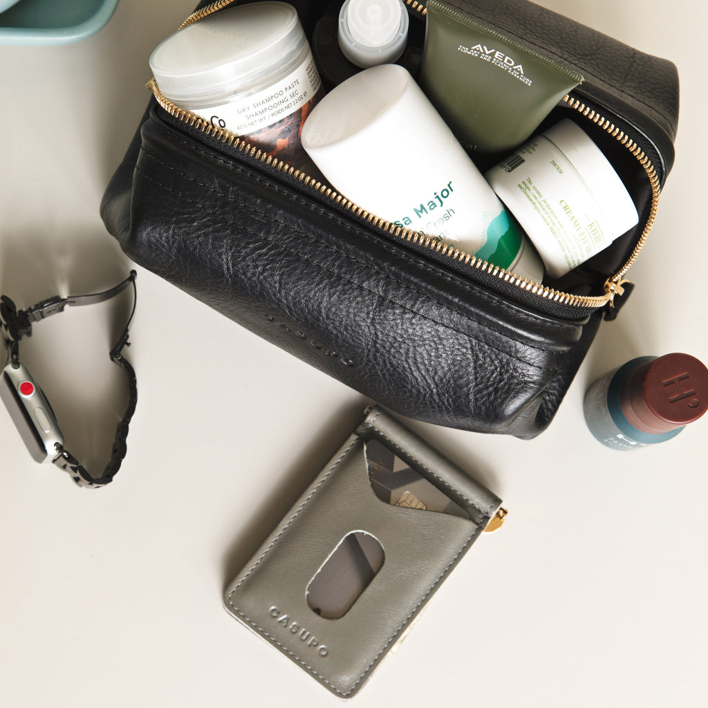 Leather Toiletry Bag - Black