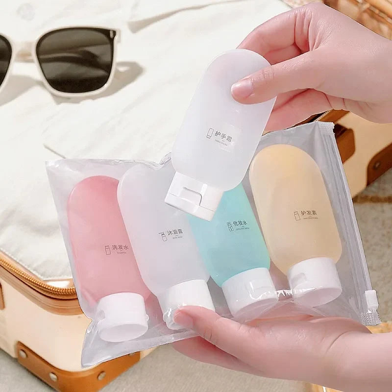 60ml Silicone Travel Bottles Set | Refillable TSA Approved Airplane Toiletries Kit