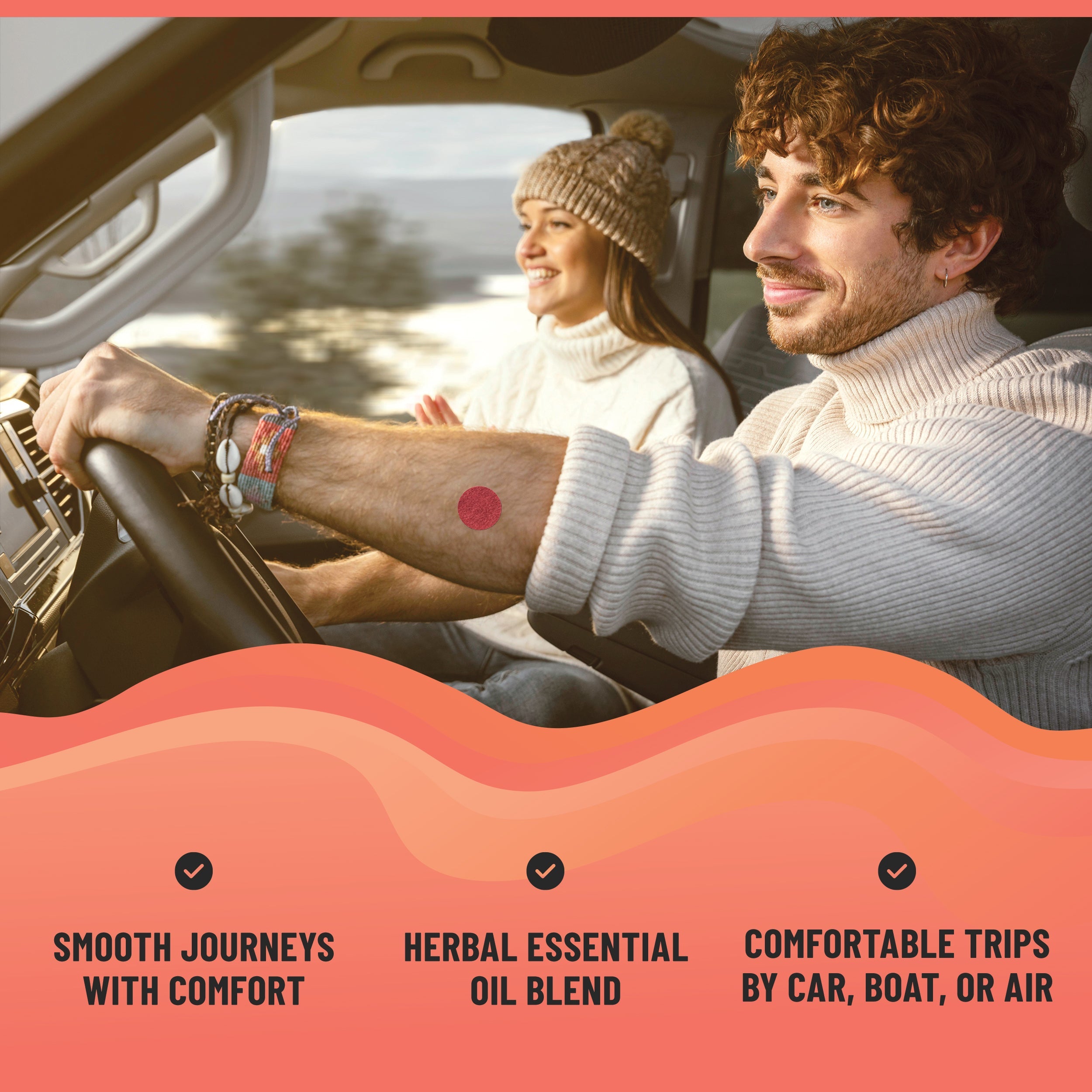 Motion Sickness Patches Natural Motion Sickness Support with Ginger, Peppermint, Sanchi & Herbal Botanicals, 36 patches