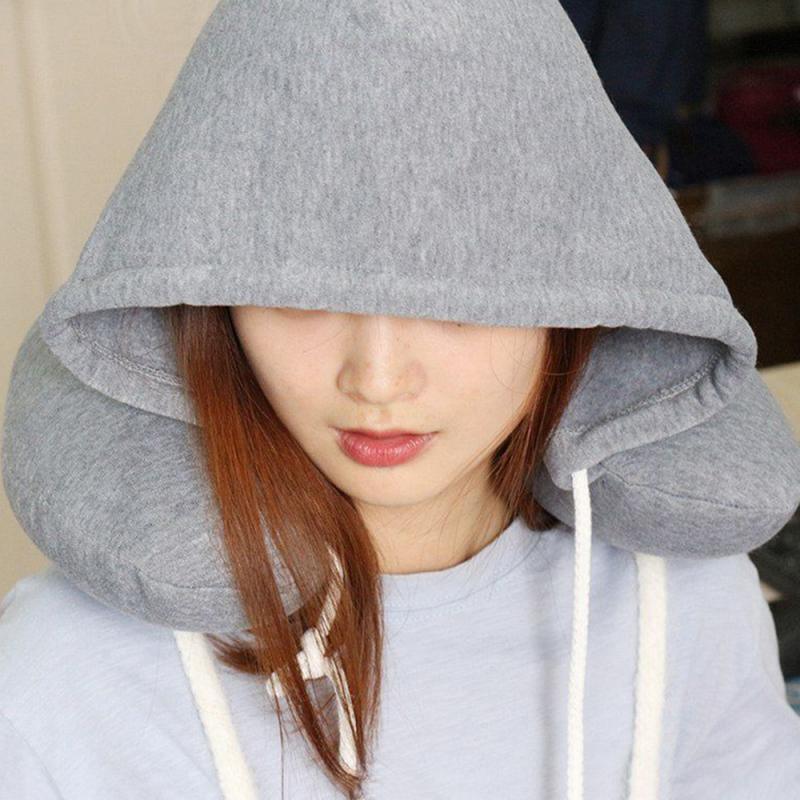 New Travel Hooded U-Shaped Pillow Cushion Car Office Airplane Head Rest Neck Neck Pillow Inflatable Travel Pillow Comfortably Supports The Head Support U-Shaped Luxury Memory Foam Neck Travel Pillow with Hoodie Neck Pillow