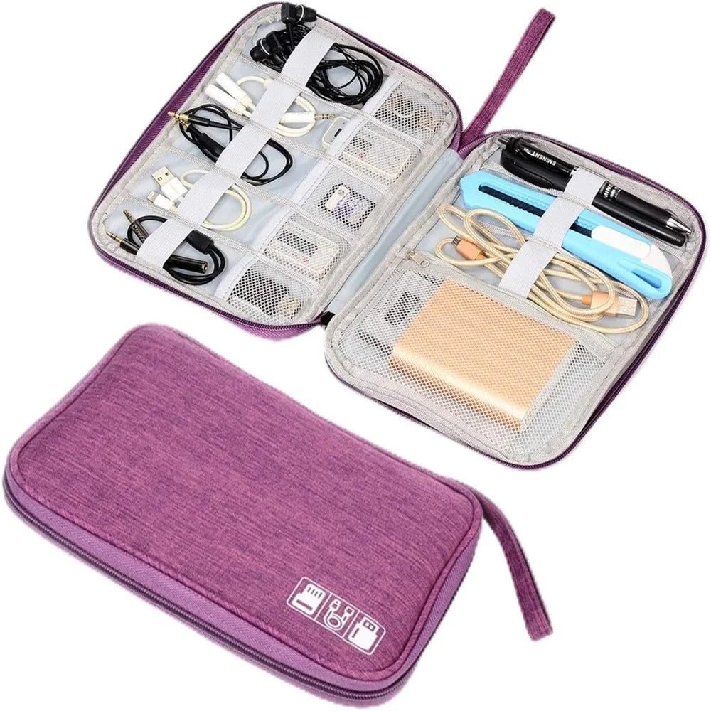 Waterproof Electronics Organizer Bag | Heavy Duty Travel Cable Storage Pouch